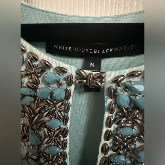 White House Black Market Blue Embellished Neck Ombre Dress - Picture 4 of 7